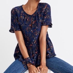 Madewell Silk Ruffle Hem Blouse